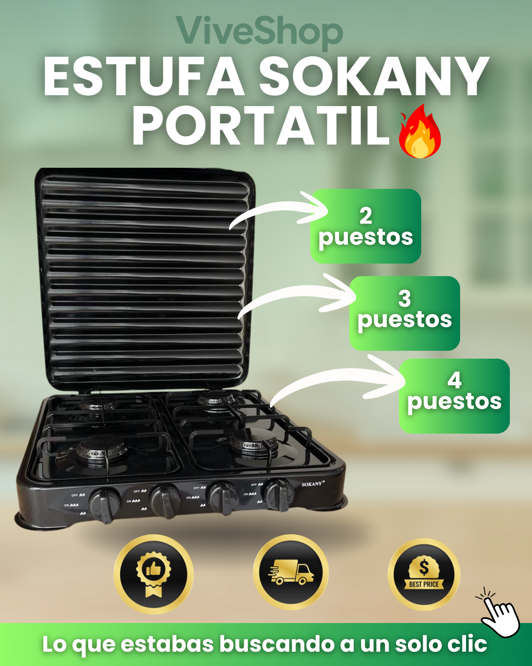 🔥Estufa Sokany con tapa 2, 3 y 4 puestos portatil - Cocina en cualquier lugar