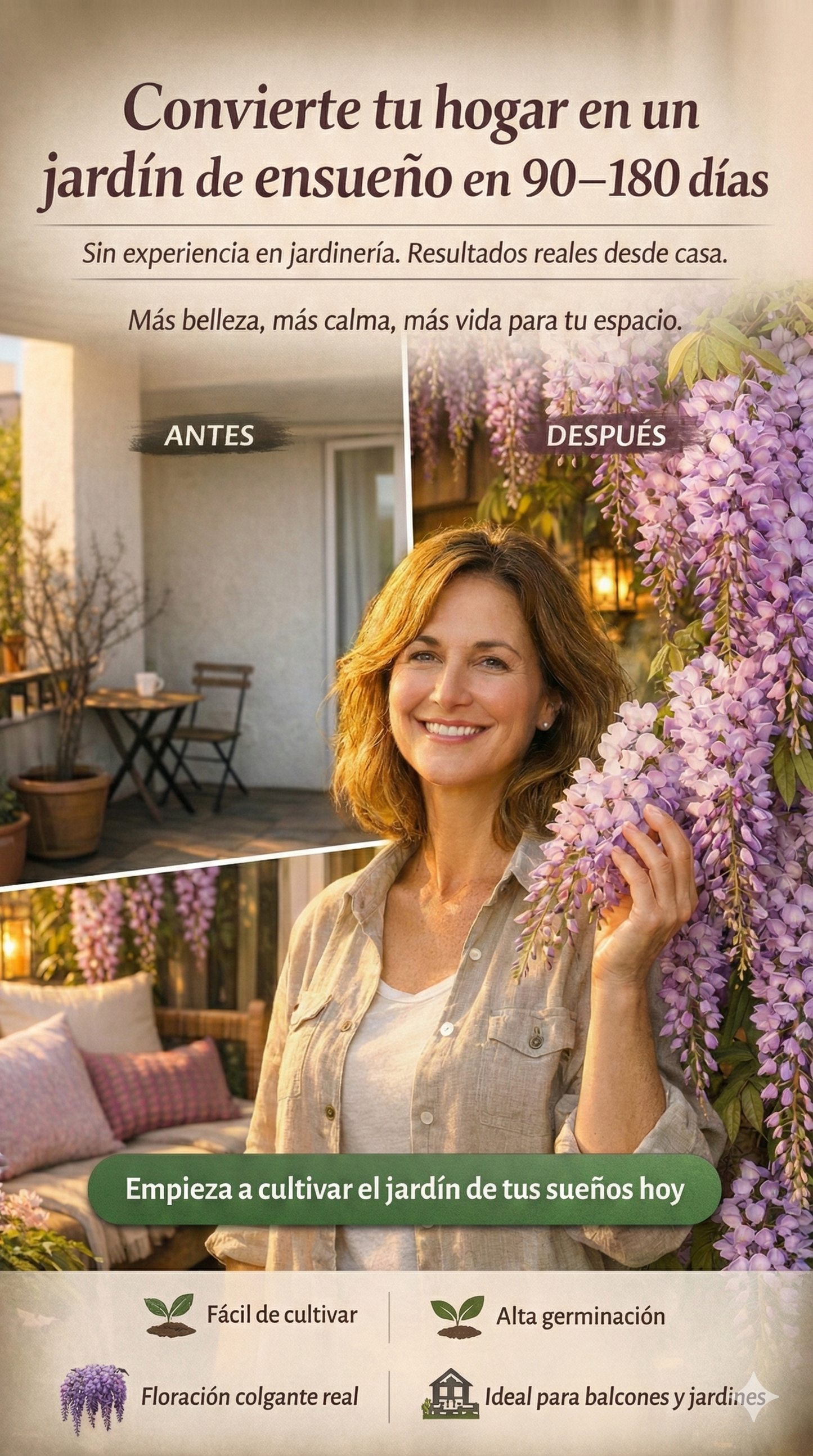 🌸 Semillas Wisteria Arbol chino – Flores Colgantes hermosas