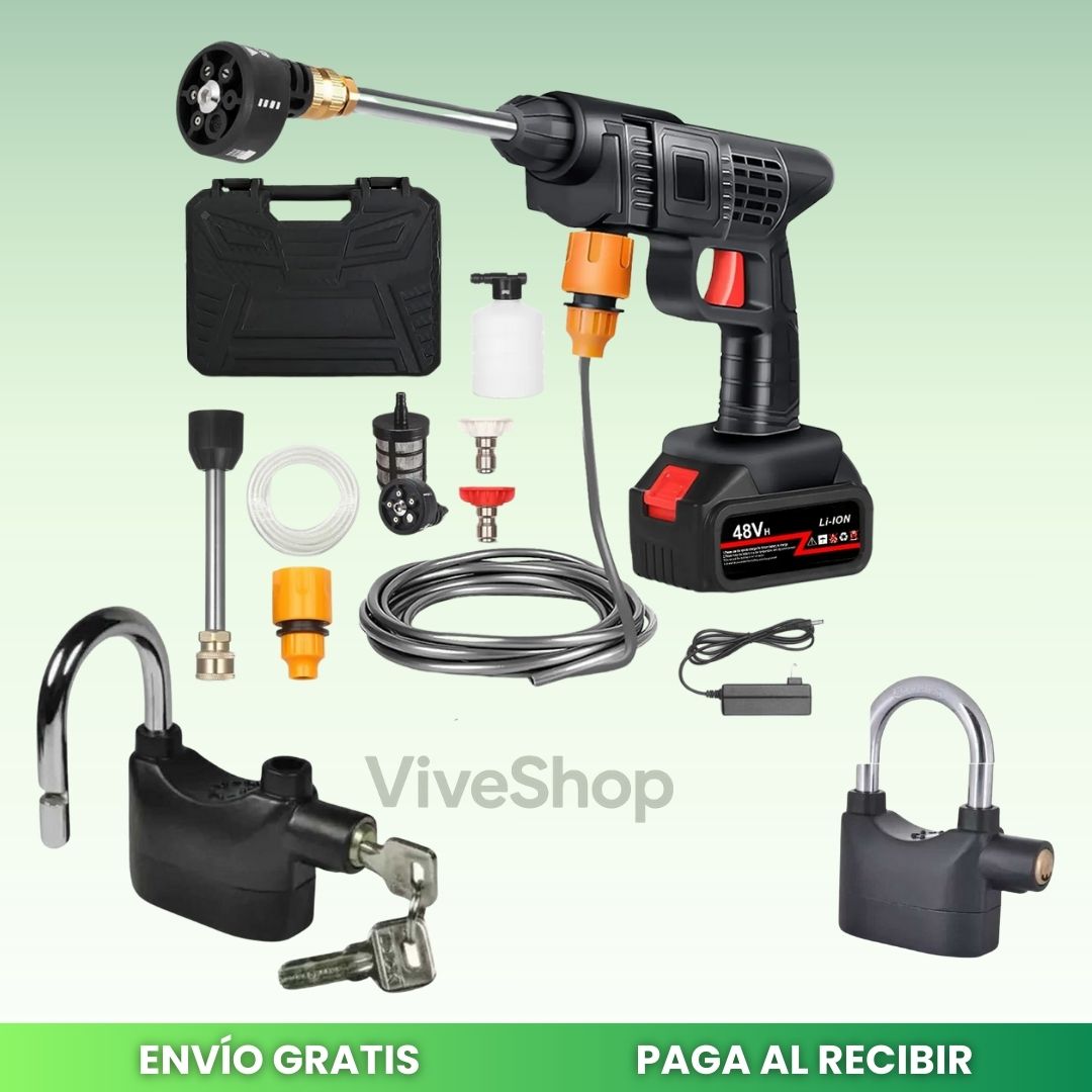 PowerWash 48V - elimina la mugre en 3 minutos + candado con alarma