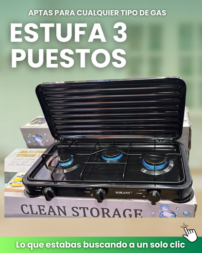 🔥Estufa Sokany con tapa 2, 3 y 4 puestos portatil - Cocina en cualquier lugar