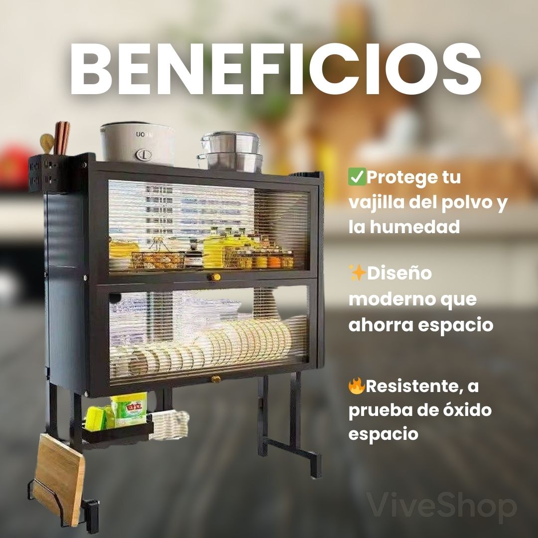 Platera de 2 pisos con Tapa - ✨ Diseño elegante + cero polvo + gran capacidad